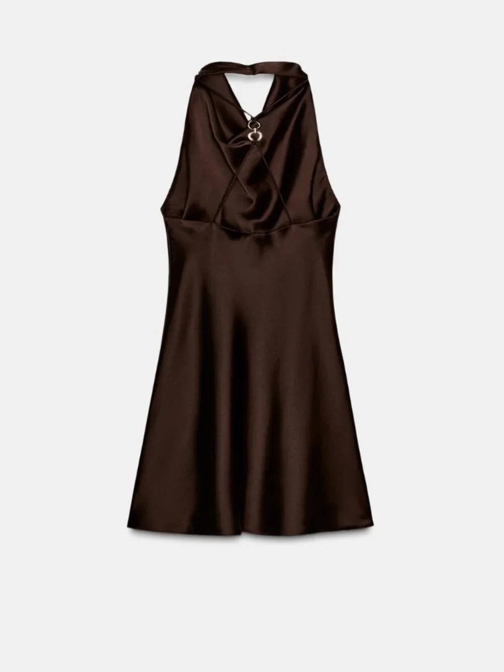 Zara Satin Effect Short Dress in Brown Size XS, S, M and L — brand new with tags - Picture 6 of 12